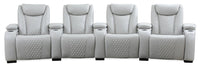  Sofa sectionnel à inclinaison électrique Cinema 5 pièces en apparence cuir avec appuie-têtes électriques - gris brume cosmique