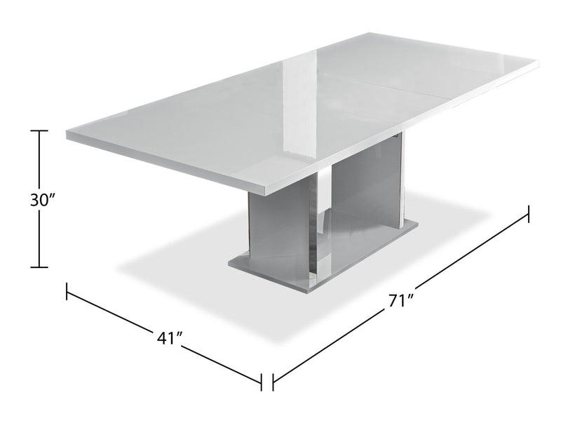 Table de salle à manger Raia - fabriquée en Italie, base piédestal, moderne, 71 po (L) - blanche