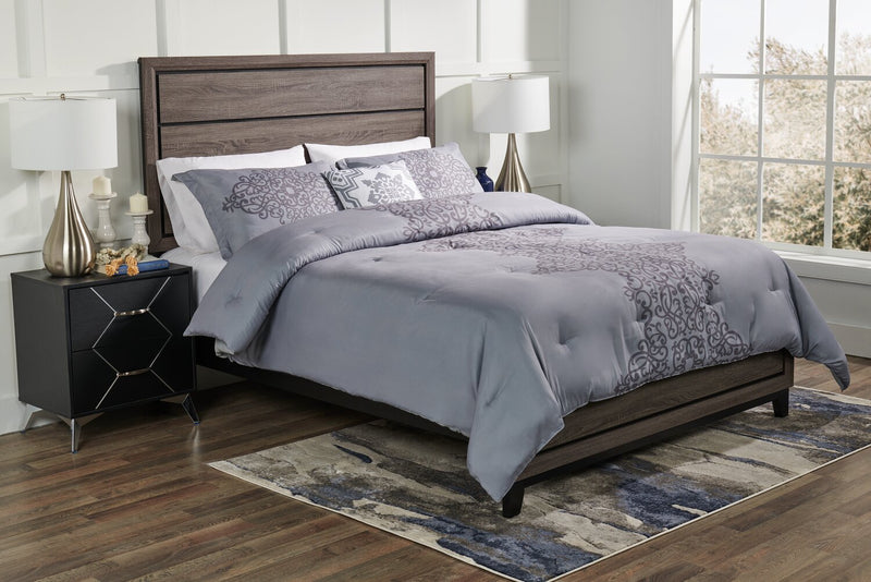 Ensemble d'édredon Arista 4 pièces pour lit double ou grand lit - gris