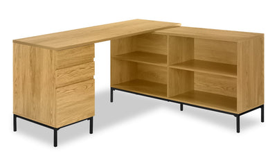 Sean L-Shaped Desk - Oak 