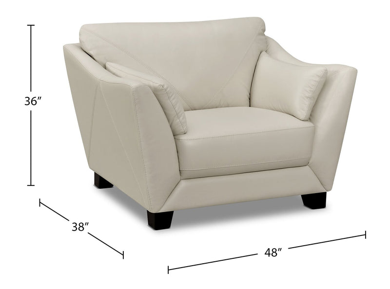 Sofa Lusso de Château d’Ax de 92 po en cuir véritable à 100 % avec pattes en bois - gris fumée