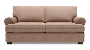 Sofa personnalisable Roll de Sofa Lab de 76 po de format condo fabriqué au Canada en tissu d’apparence lin avec accoudoirs enroulés - brun Pax Wicker