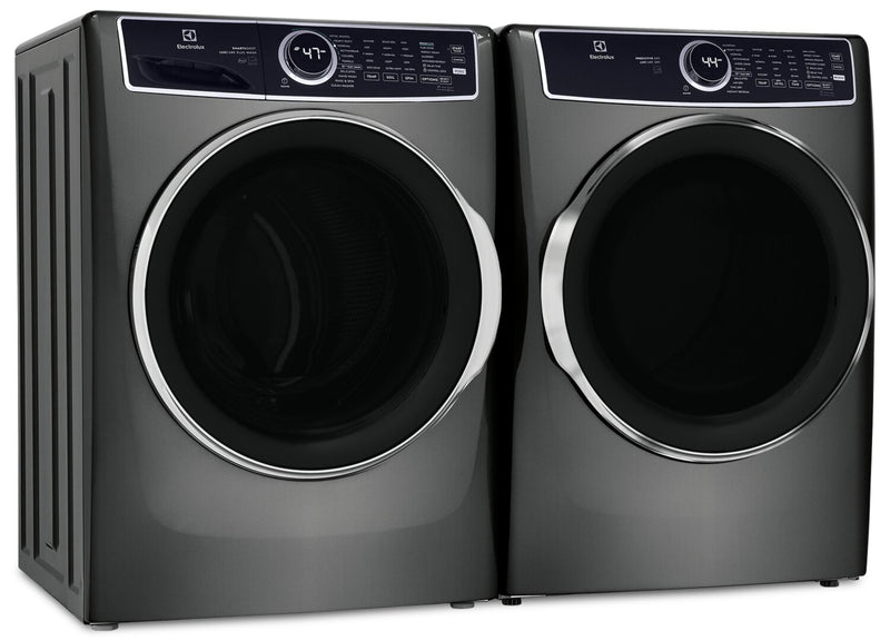 Laveuse à chargement frontal de 5,2 pi³ et sécheuse à gaz de 8 pi³ de Electrolux – titanes