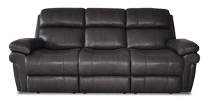 Denver Genuine Leather Power Reclining Sofa with Power Headrest - Charcoal | Sofa à inclinaison électrique Denver en cuir véritable avec appuie-tête électrique - anthracite | DENVCHPS