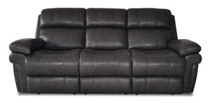 Sofa à inclinaison électrique Denver en cuir véritable avec appuie-tête électrique - anthracite