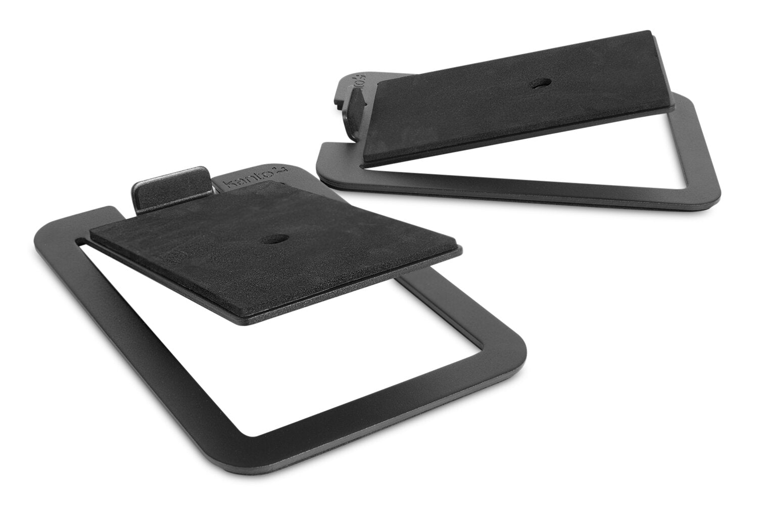 Support pour haut-parleurs de bureau Kanto YU4, rembourrage en mousse d'amortissement en acier incliné pour ordinateur PC moniteur de table Rehausseur de haut-parleur (blanc creux