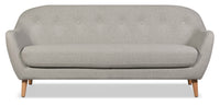  Sofa Calla de 73,62 po de format condo en tissu d’apparence lin avec capitonnage et pattes en bois - gris clair