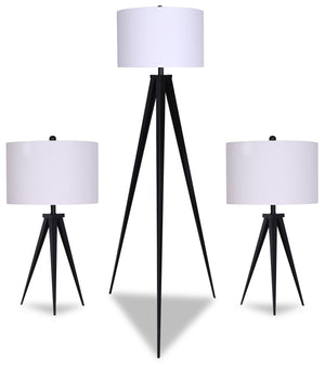 Skyler 3-Piece Floor and Two Table Lamps Set  | Ensemble Skyler 3 pièces, 1 lampe à pied et 2 lampes de table  | SKYLR3PK
