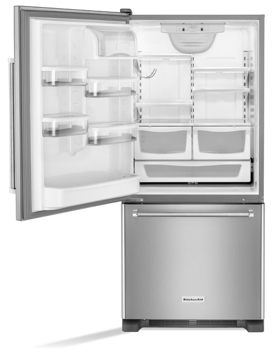 Réfrigérateur KitchenAid de 19 pi3 à charnières de porte à gauche - acier inoxydable