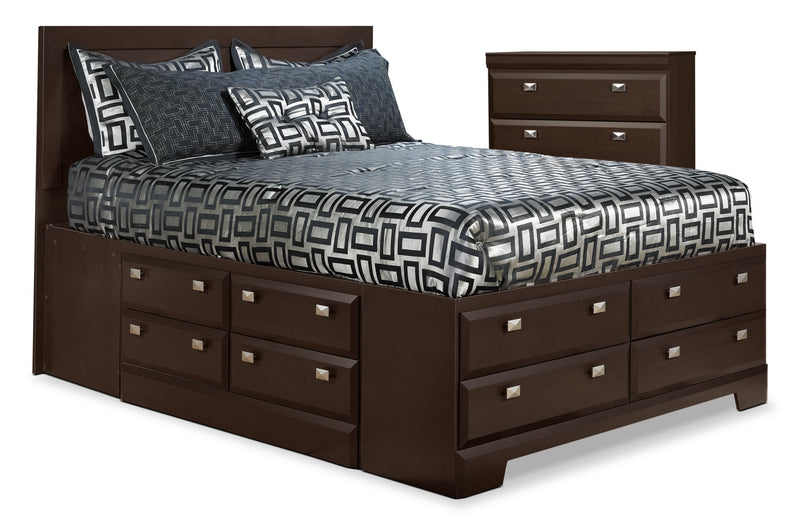 Ensemble Yorkdale 4 pièces avec lit double de rangement et commode verticale 