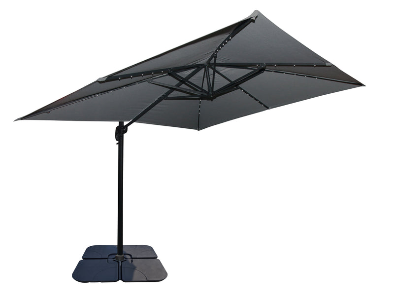 Parasol excentré Solar pour la terrasse avec base 4 pièces