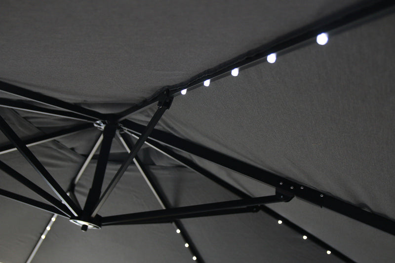 Parasol excentré Solar pour la terrasse avec base 4 pièces