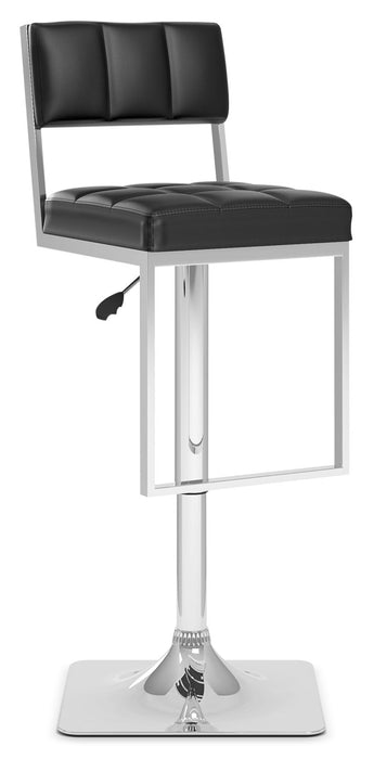 Tabouret bar large et réglable à capitonnage carré, ensemble de 2 - noir
