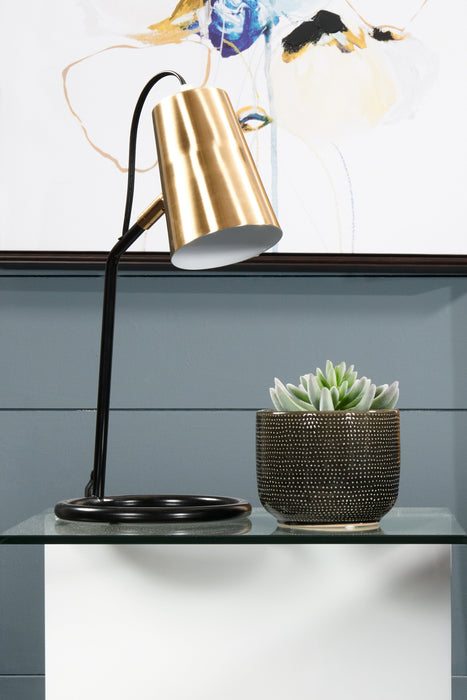 Lampe de travail et de bureau Stella de 16,14 po noire et dorée