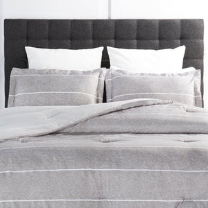 Ensemble d'édredon Stripes 3 pièces pour lit double ou grand lit - gris