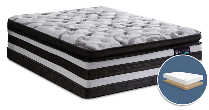 Ensemble semi-ferme plateau-coussin épais profil bas Manolo iComfort Hybride Serta lit double