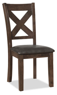  Chaise de salle à manger Talia en tissu de cuir végétalien avec dossier entrecroisé - brune