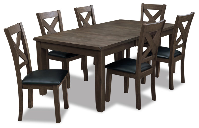 Talia 7-Piece Dining Package - Grey Brown - Contemporary style Dining Room Set in Grey Brown Rubberwood, Mango