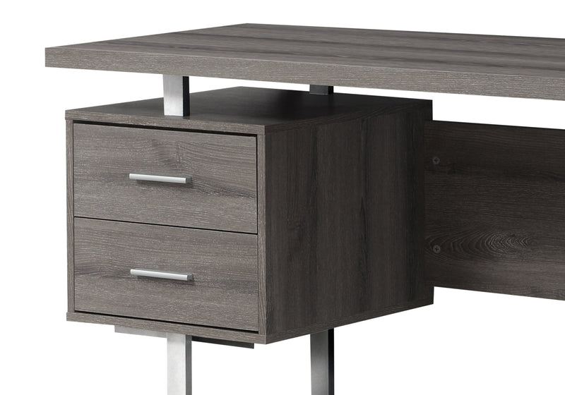 Bureau réversible Teagan de 60 po à 3 tiroirs - gris foncé