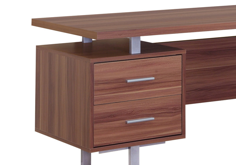 Bureau réversible Teagan de 60 po à 3 tiroirs - noyer clair