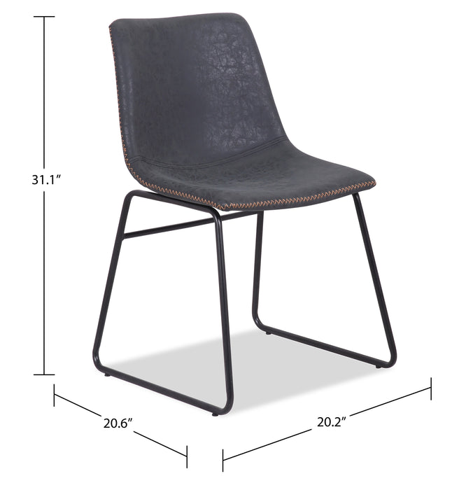 Chaise de salle à manger Tess en tissu d’apparence cuir et en métal - grise