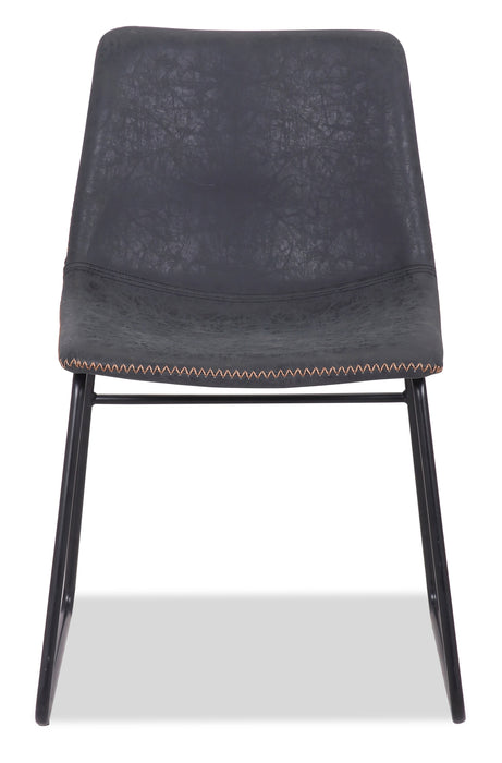 Chaise de salle à manger Tess en tissu d’apparence cuir et en métal - grise