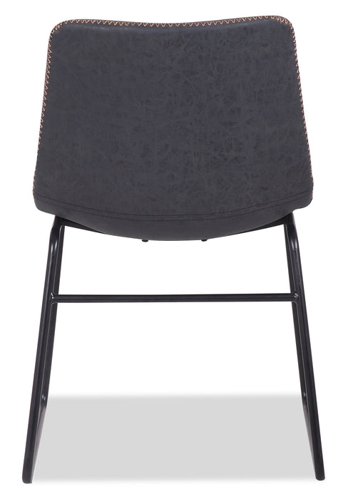 Chaise de salle à manger Tess en tissu d’apparence cuir et en métal - grise