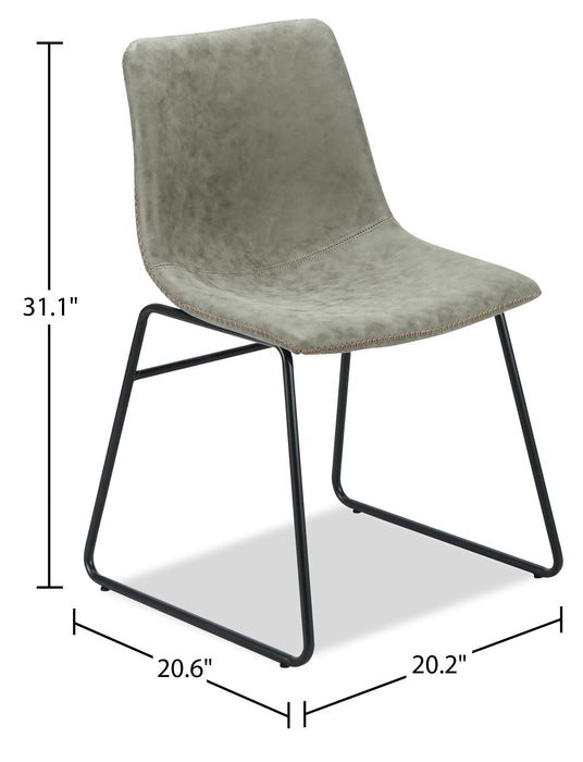 Chaise de salle à manger Tess en tissu d’apparence cuir et en métal - kaki