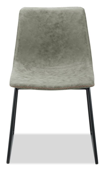 Chaise de salle à manger Tess en tissu d’apparence cuir et en métal - kaki