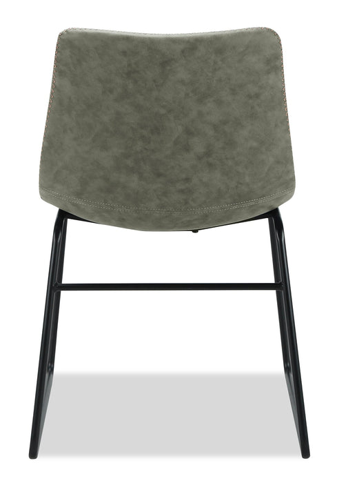 Chaise de salle à manger Tess en tissu d’apparence cuir et en métal - kaki