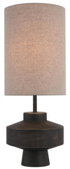 Lampe de table en métal foncé avec abat-jour en lin