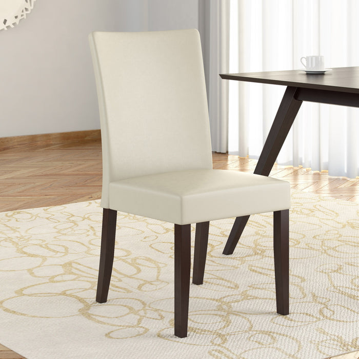 Chaise de salle à manger Atwood en similicuir, ensemble de 2 - crème
