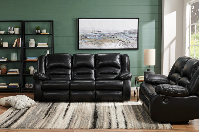 Causeuse inclinable Toreno de 64 po en cuir véritable - noire