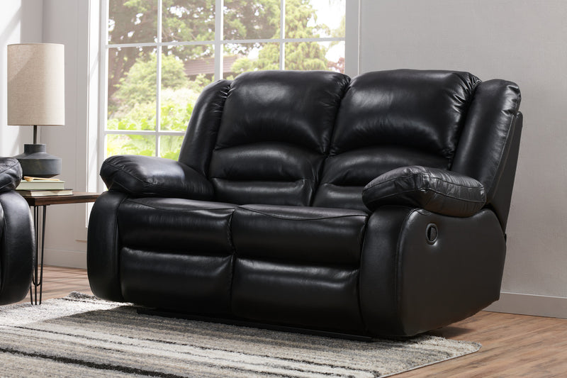 Causeuse inclinable Toreno de 64 po en cuir véritable - noire