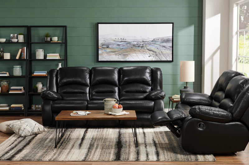 Sofa inclinable Toreno de 86 po en cuir véritable - noir