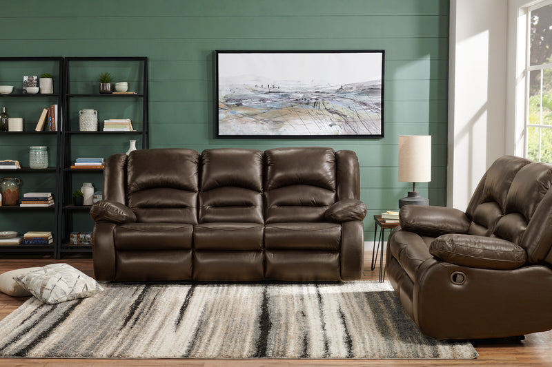 Causeuse inclinable Toreno de 64 po en cuir véritable - brune