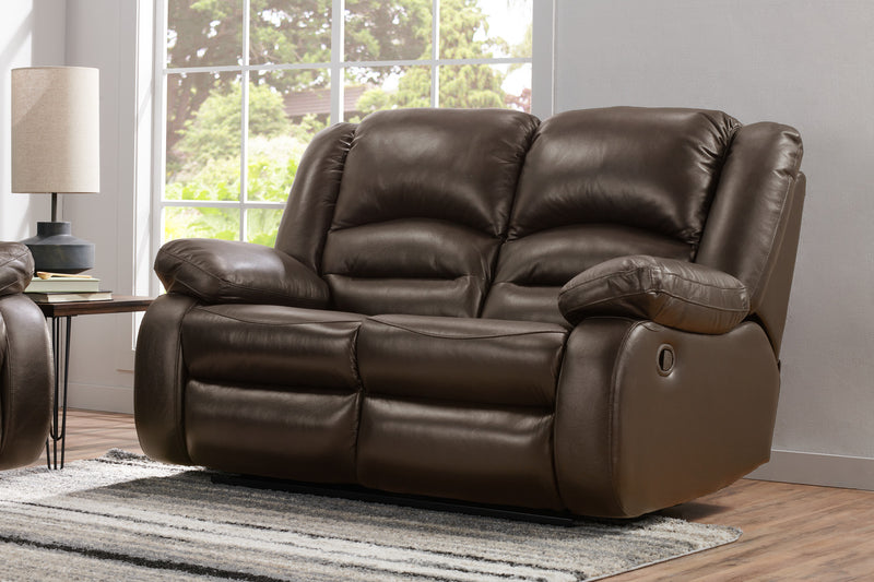 Causeuse inclinable Toreno de 64 po en cuir véritable - brune