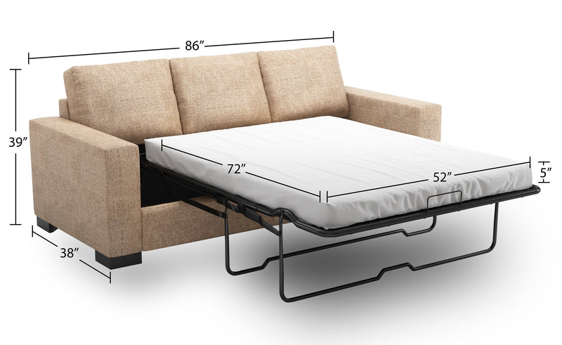 Sofa-lit personnalisable Track de Sofa Lab de 85 po fabriqué au Canada en tissu de chenille avec accoudoirs rectilignes - taupe Luxury Taupe