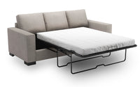 Sofa-lit Track de Sofa Lab de 85 po fabriqué au Canada en tissu d’apparence lin avec accoudoirs rectilignes - gris Pax Slate