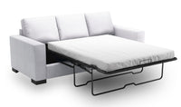 Sofa-lit Track de Sofa Lab de 85 po fabriqué au Canada en tissu d’apparence lin avec accoudoirs rectilignes - blanc Pax Ice