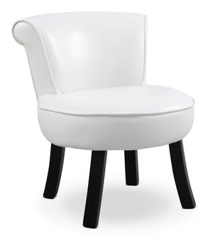 Fauteuil d’appoint Monarch de 19 po en similicuir avec pattes en bois, pour enfants - blanc