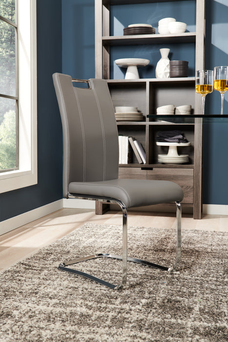 Chaise de salle à manger Tuxedo en tissu de cuir végétalien et en métal - grise