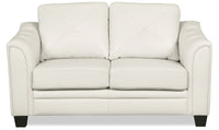  Causeuse Andi de 62 po en tissu d’apparence cuir avec capitonnage - beige