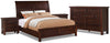 Ensemble de chambre à coucher Sonoma 6 pièces avec grand lit et 2 tables de nuit - brun foncé