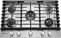 Surface de cuisson à gaz KitchenAid de 30 po avec plaque chauffante - KCGS950ESS