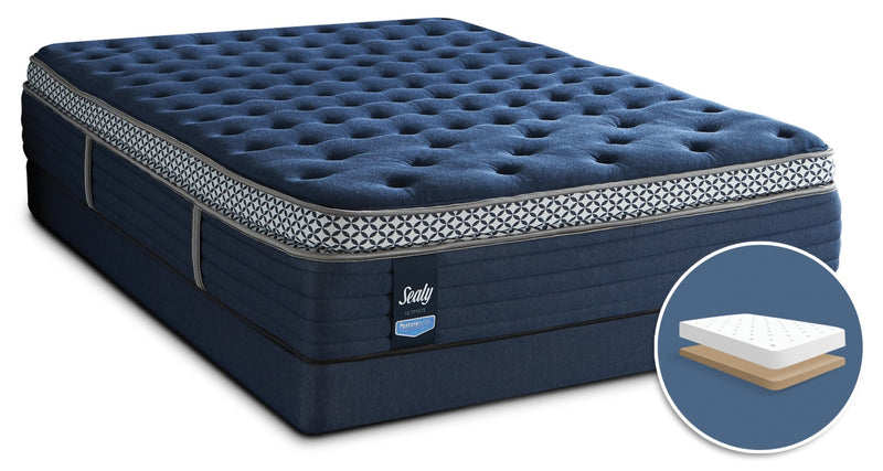 Ensemble moelleux et sommier profil bas Abbotswell Posturepedic Ultimate Sealy pour très grand lit