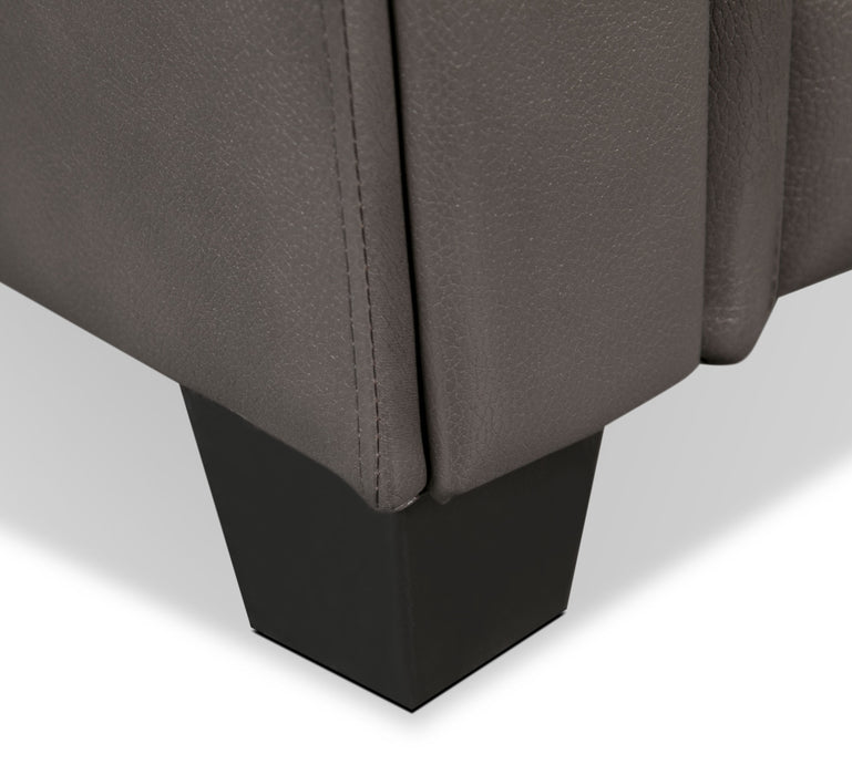 Sofa Andi de 84 po en tissu d’apparence cuir avec capitonnage - gris