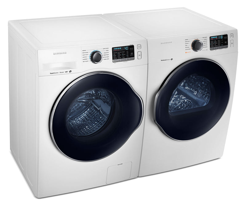 Laveuse à chargement frontal de 2,6 pi³ et sécheuse électrique de 4,0 pi³ de Samsung – blanches