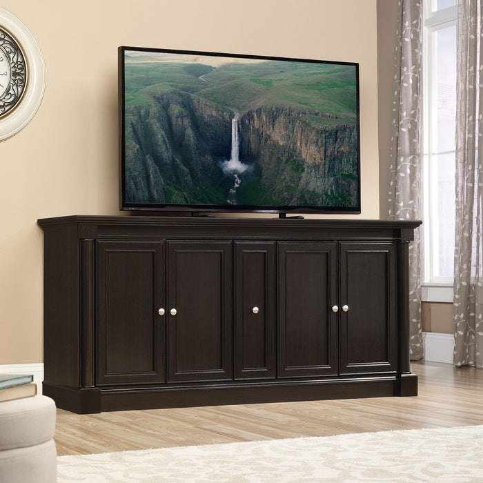 Meuble pour téléviseur traditionnel Avery de 70 po avec rangement et système de gestion des câbles pour téléviseurs jusqu’à 80 po - brun foncé