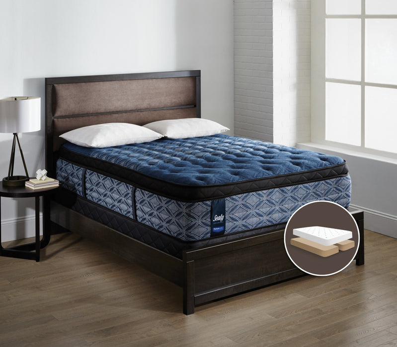 Ensemble semi-ferme Euro-plateau divisé Mornington Posturepedic Performance Plus de Sealy pour grand lit